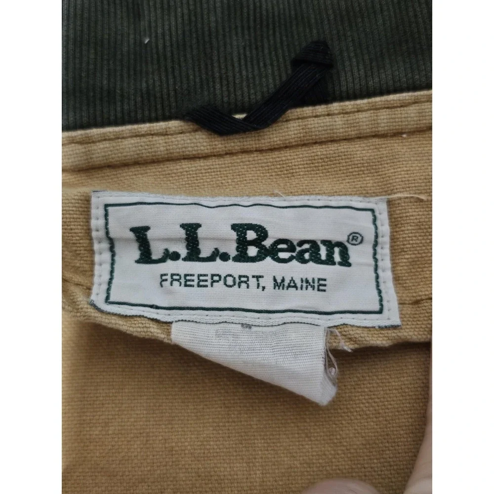 LL Bean Jacket Mens 2XL‎ Tan Canvas Barn Coat Corduroy Collar Workwear Utility
